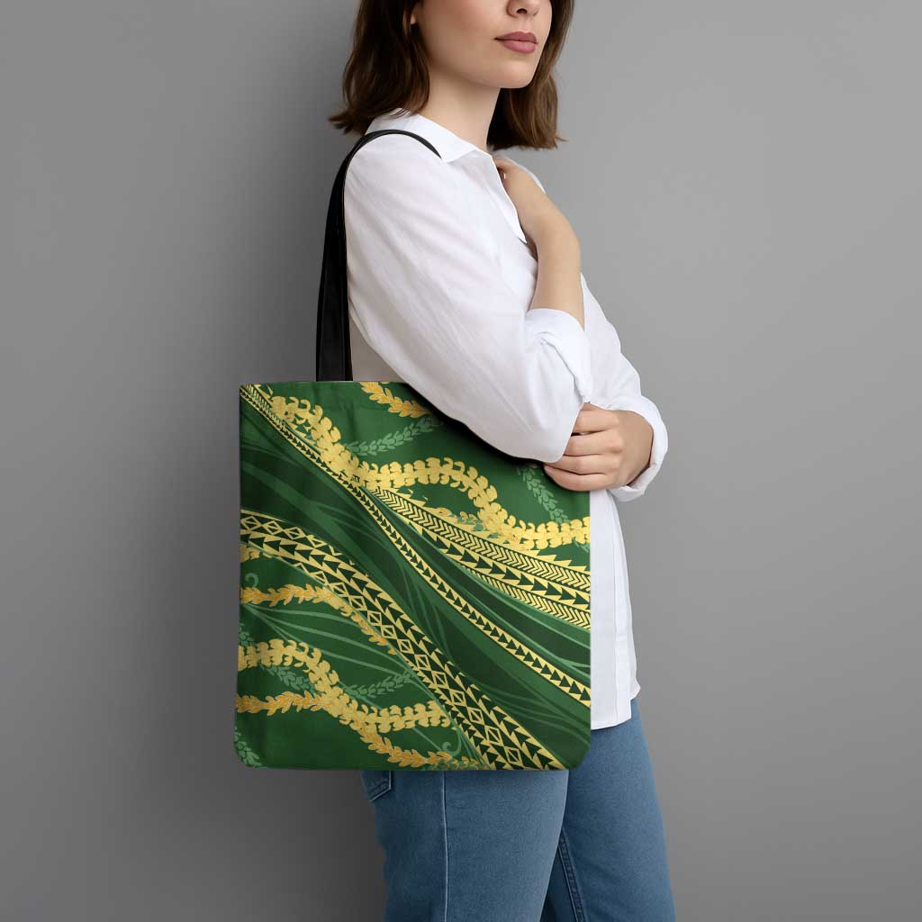 Polynesian Puakeniken Pikake Twisted Lei Tote Bag Emerald - Polynesian Pride