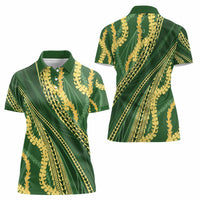 Polynesian Puakeniken Pikake Twisted Lei Women Polo Shirt Emerald - Polynesian Pride