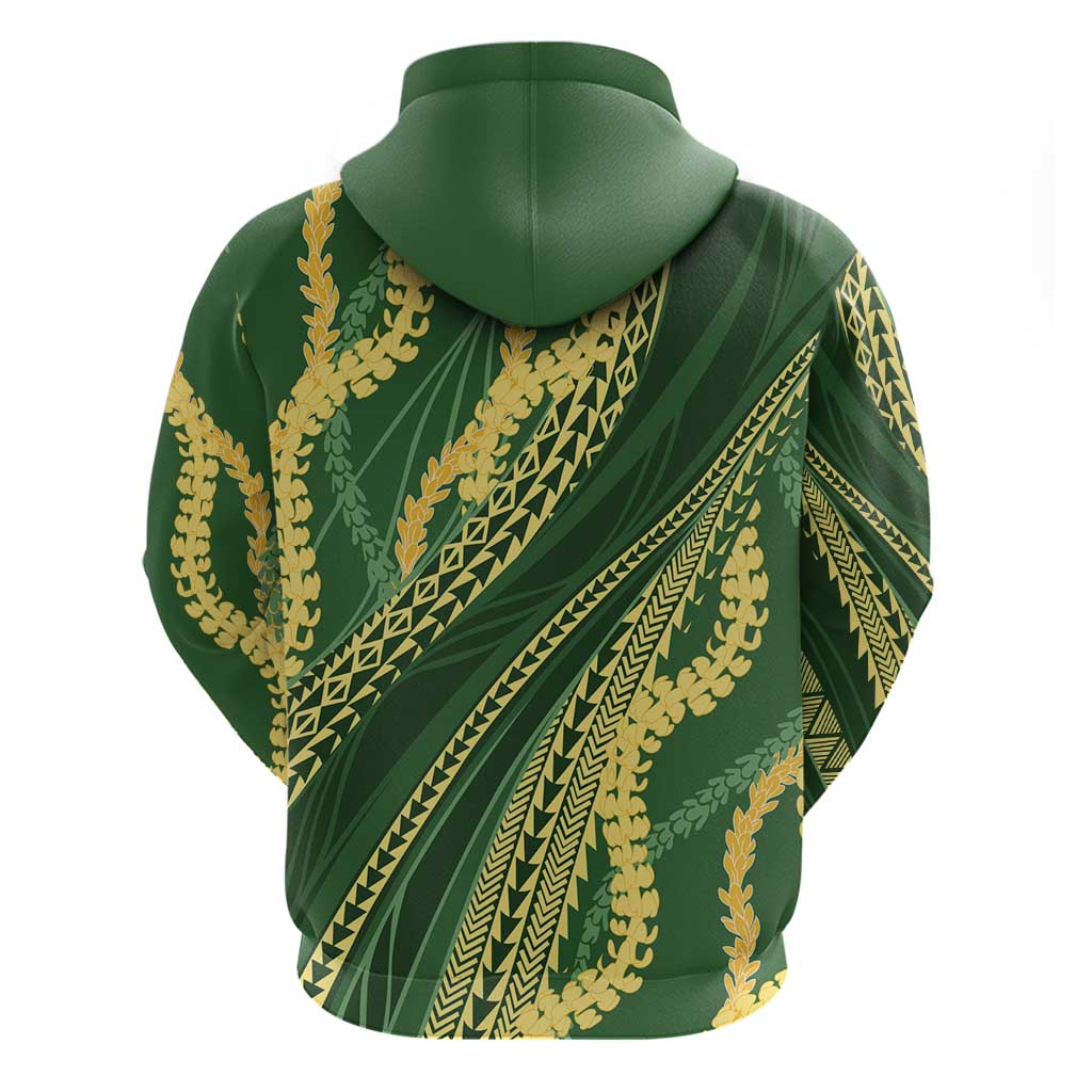 Polynesian Puakeniken Pikake Twisted Lei Zip Hoodie Emerald - Polynesian Pride