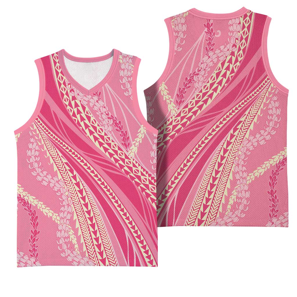 Polynesian Puakeniken Pikake Twisted Lei Basketball Jersey Rose Pink - Polynesian Pride