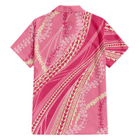 Polynesian Puakeniken Pikake Twisted Lei Family Matching Off Shoulder Short Dress and Hawaiian Shirt Rose Pink LT7 - Polynesian Pride