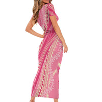 Polynesian Puakeniken Pikake Twisted Lei Family Matching Short Sleeve Bodycon Dress and Hawaiian Shirt Rose Pink LT7 - Polynesian Pride