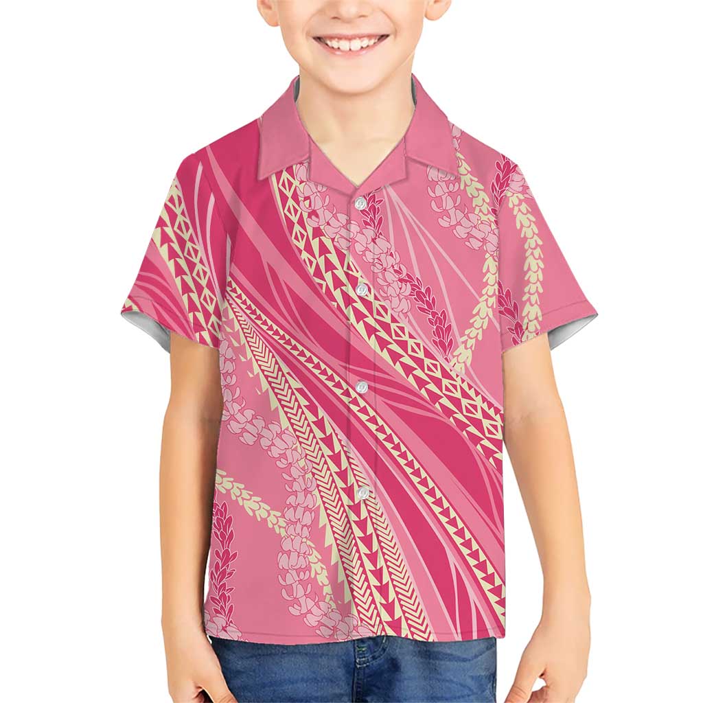 Polynesian Puakeniken Pikake Twisted Lei Kid Hawaiian Shirt Rose Pink - Polynesian Pride