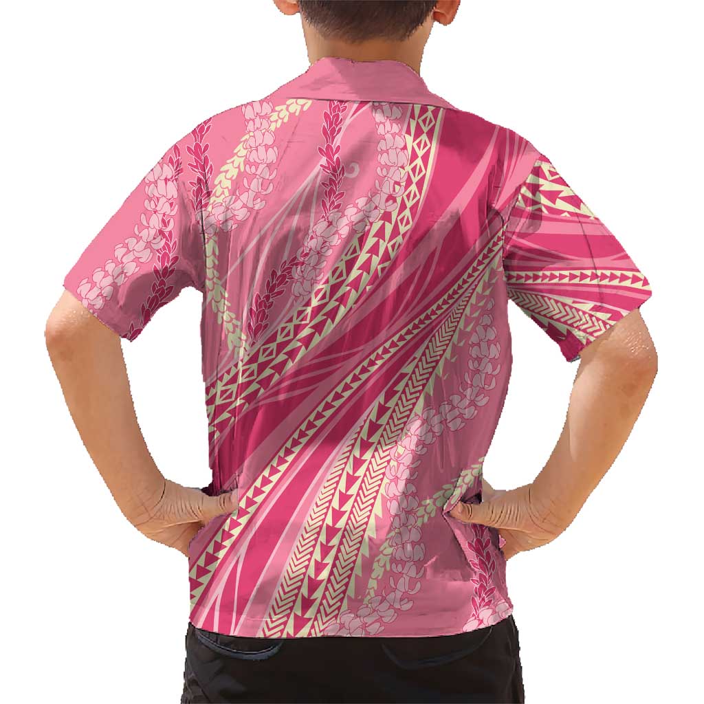 Polynesian Puakeniken Pikake Twisted Lei Kid Hawaiian Shirt Rose Pink - Polynesian Pride