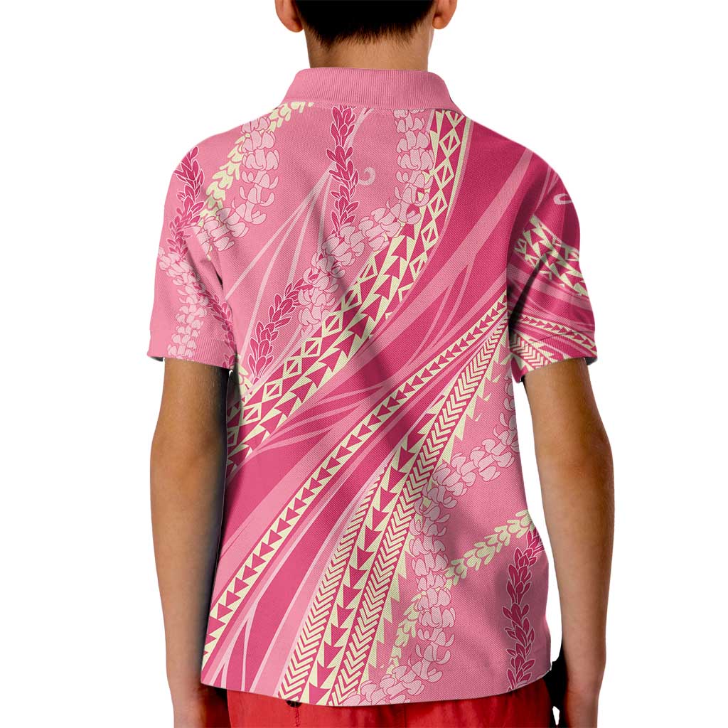 Polynesian Puakeniken Pikake Twisted Lei Kid Polo Shirt Rose Pink - Polynesian Pride
