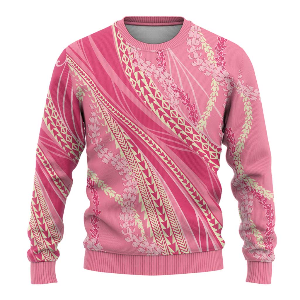 Polynesian Puakeniken Pikake Twisted Lei Ugly Christmas Sweater Rose Pink - Polynesian Pride