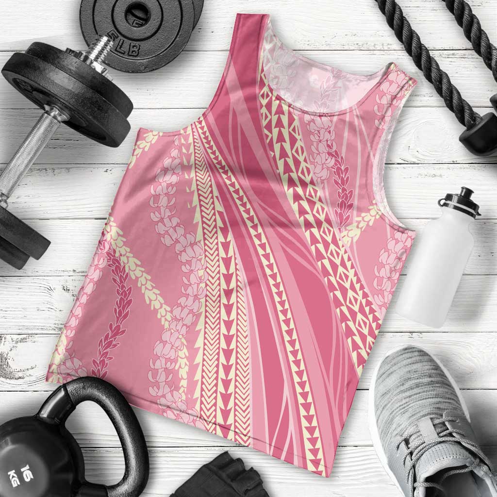 Polynesian Puakeniken Pikake Twisted Lei Men Tank Top Rose Pink - Polynesian Pride