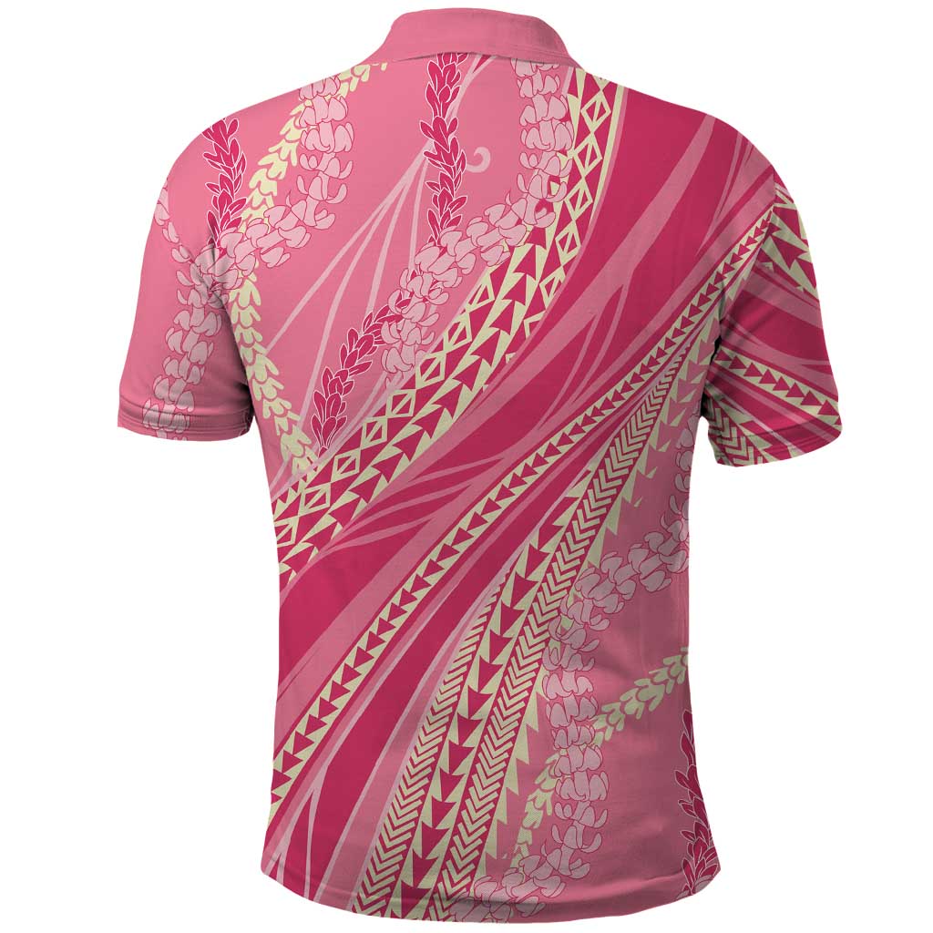 Polynesian Puakeniken Pikake Twisted Lei Polo Shirt Rose Pink - Polynesian Pride