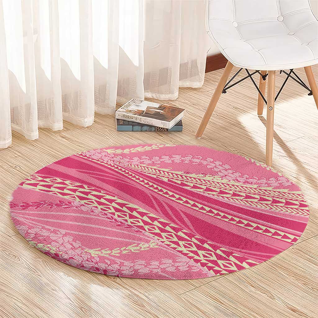 Polynesian Puakeniken Pikake Twisted Lei Round Carpet Rose Pink - Polynesian Pride