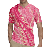 Polynesian Puakeniken Pikake Twisted Lei Rugby Jersey Rose Pink - Polynesian Pride