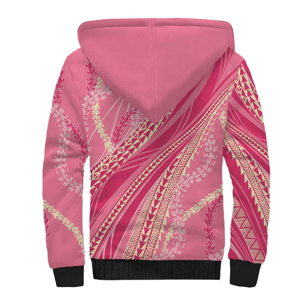 Polynesian Puakeniken Pikake Twisted Lei Sherpa Hoodie Rose Pink LT7 - Polynesian Pride