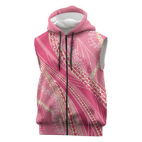 Polynesian Puakeniken Pikake Twisted Lei Sleeveless Zip Hoodie Rose Pink - Polynesian Pride