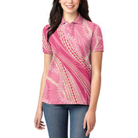 Polynesian Puakeniken Pikake Twisted Lei Women Polo Shirt Rose Pink - Polynesian Pride