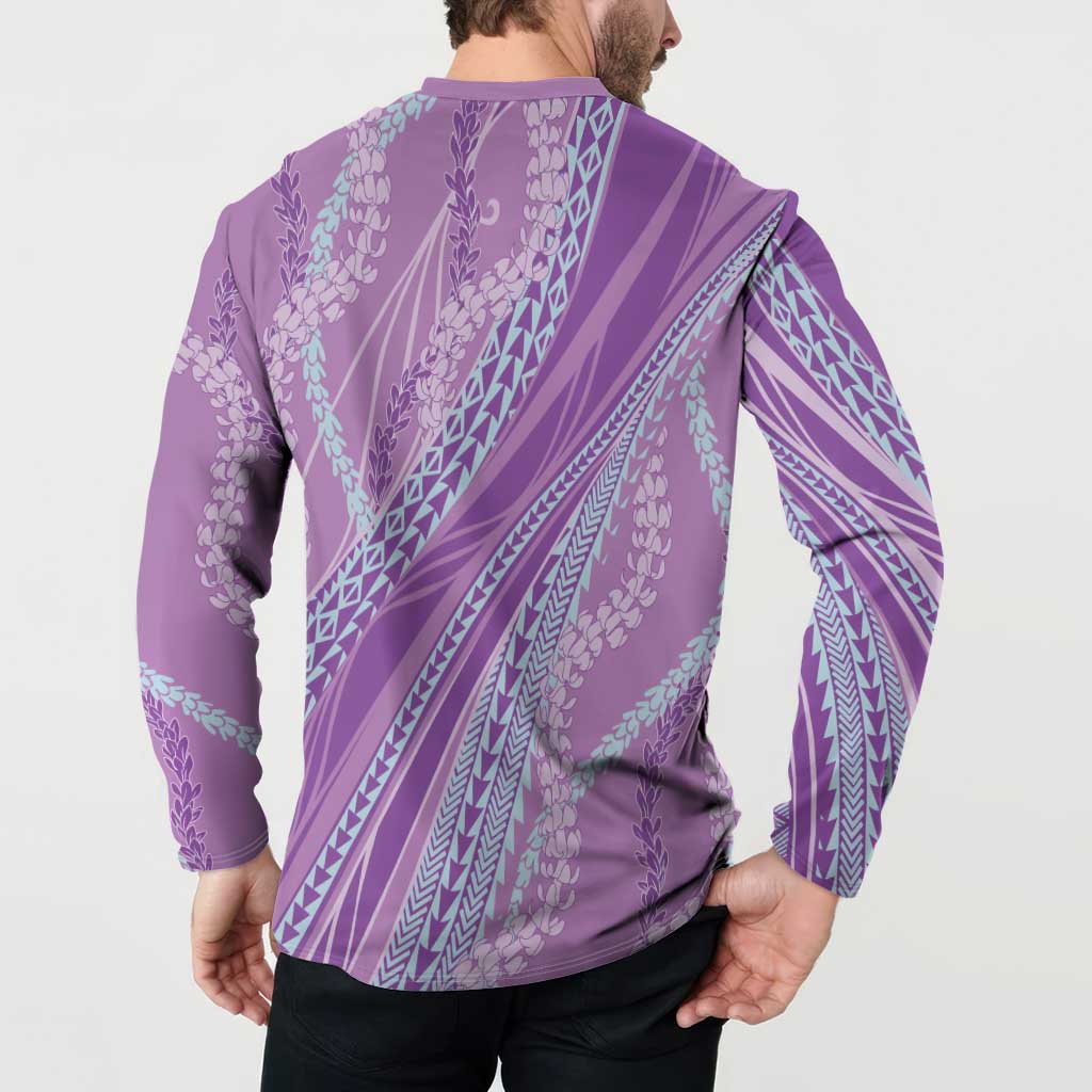 Polynesian Puakeniken Pikake Twisted Lei Button Sweatshirt Amethys - Polynesian Pride