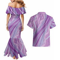 Polynesian Puakeniken Pikake Twisted Lei Couples Matching Mermaid Dress and Hawaiian Shirt Amethys LT7 - Polynesian Pride