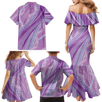 Polynesian Puakeniken Pikake Twisted Lei Family Matching Mermaid Dress and Hawaiian Shirt Amethys LT7 - Polynesian Pride