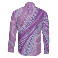 Polynesian Puakeniken Pikake Twisted Lei Family Matching Off The Shoulder Long Sleeve Dress and Hawaiian Shirt Amethys LT7 - Polynesian Pride