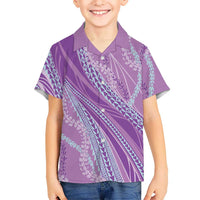 Polynesian Puakeniken Pikake Twisted Lei Family Matching Off Shoulder Maxi Dress and Hawaiian Shirt Amethys LT7 Son's Shirt Amethys - Polynesian Pride