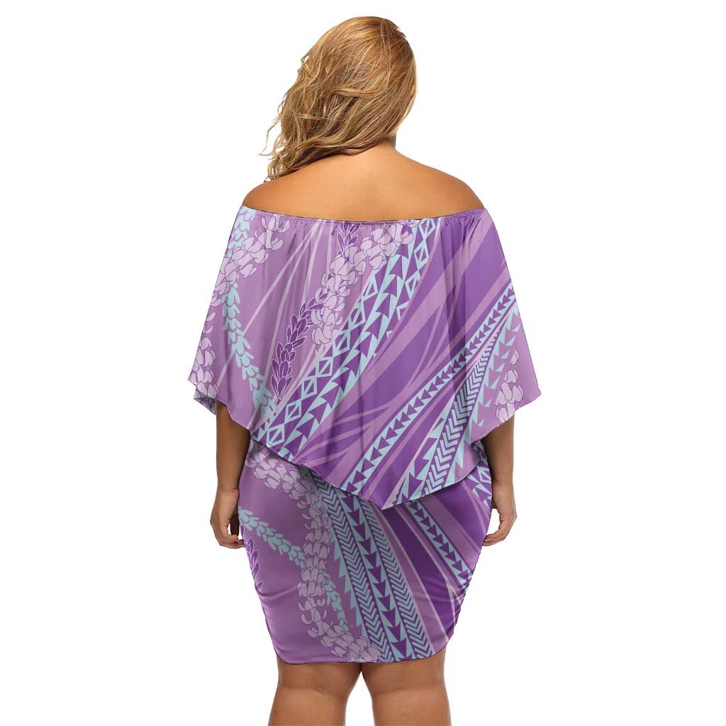 Polynesian Puakeniken Pikake Twisted Lei Family Matching Off Shoulder Short Dress and Hawaiian Shirt Amethys LT7 - Polynesian Pride