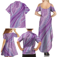 Polynesian Puakeniken Pikake Twisted Lei Family Matching Summer Maxi Dress and Hawaiian Shirt Amethys LT7 - Polynesian Pride