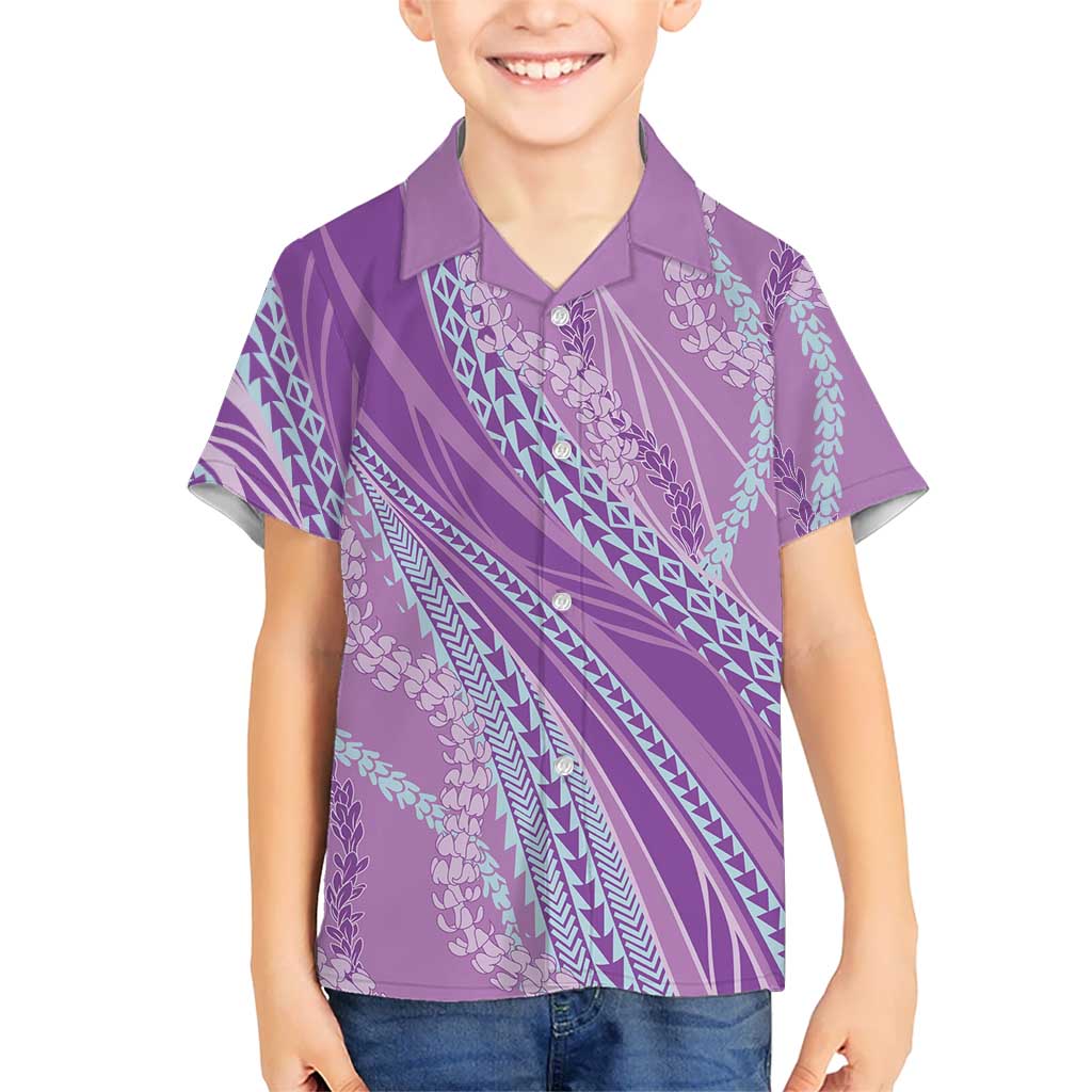 Polynesian Puakeniken Pikake Twisted Lei Family Matching Summer Maxi Dress and Hawaiian Shirt Amethys LT7 Son's Shirt Amethys - Polynesian Pride