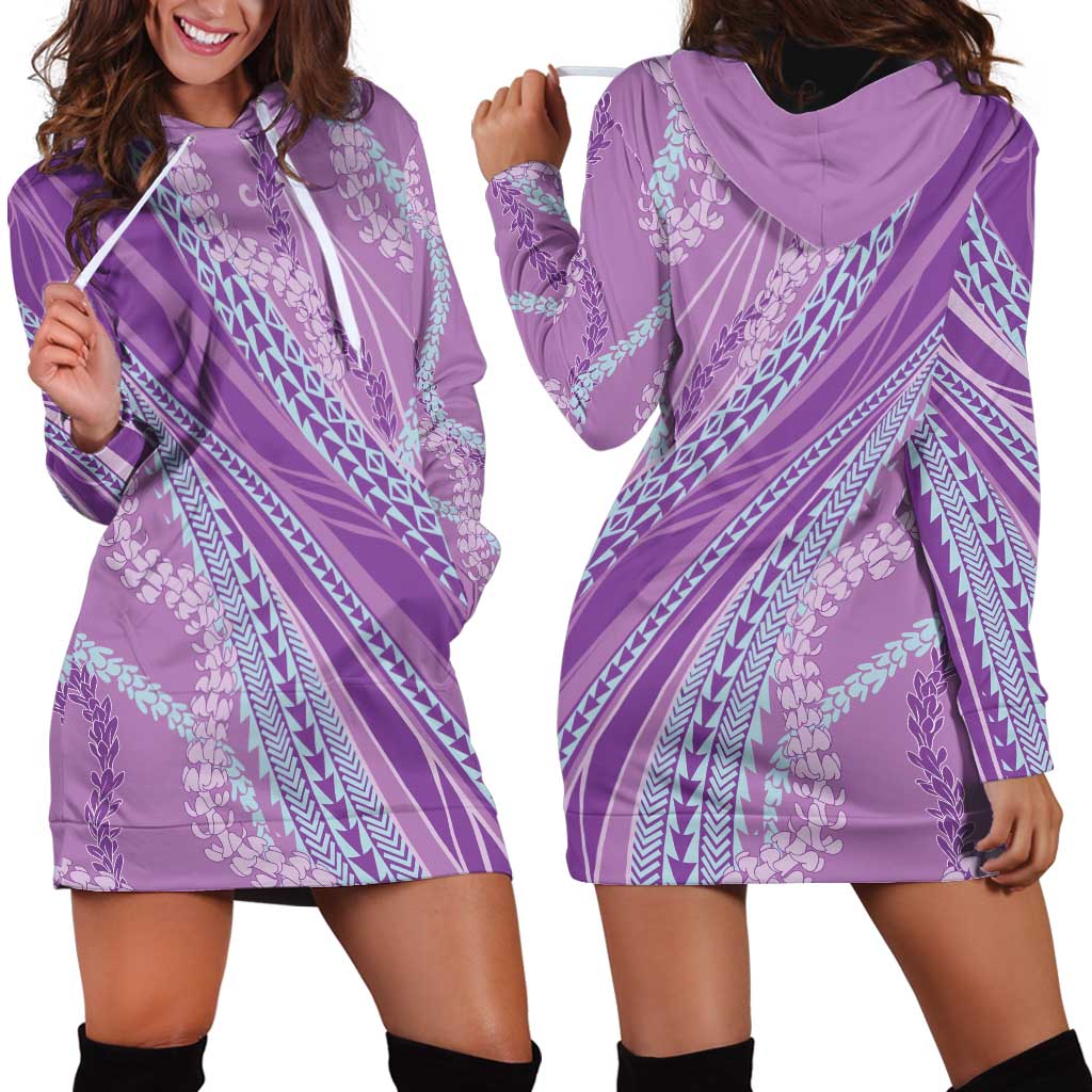 Polynesian Puakeniken Pikake Twisted Lei Hoodie Dress Amethys - Polynesian Pride