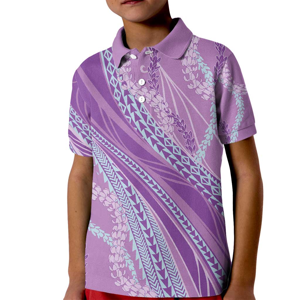 Polynesian Puakeniken Pikake Twisted Lei Kid Polo Shirt Amethys - Polynesian Pride