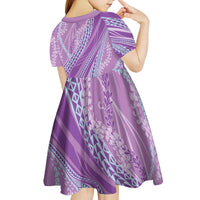 Polynesian Puakeniken Pikake Twisted Lei Kid Short Sleeve Dress Amethys - Polynesian Pride