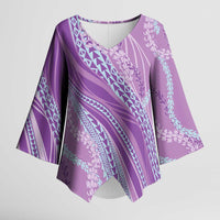 Polynesian Puakeniken Pikake Twisted Lei Kimono Sleeve Blouse Amethys - Polynesian Pride