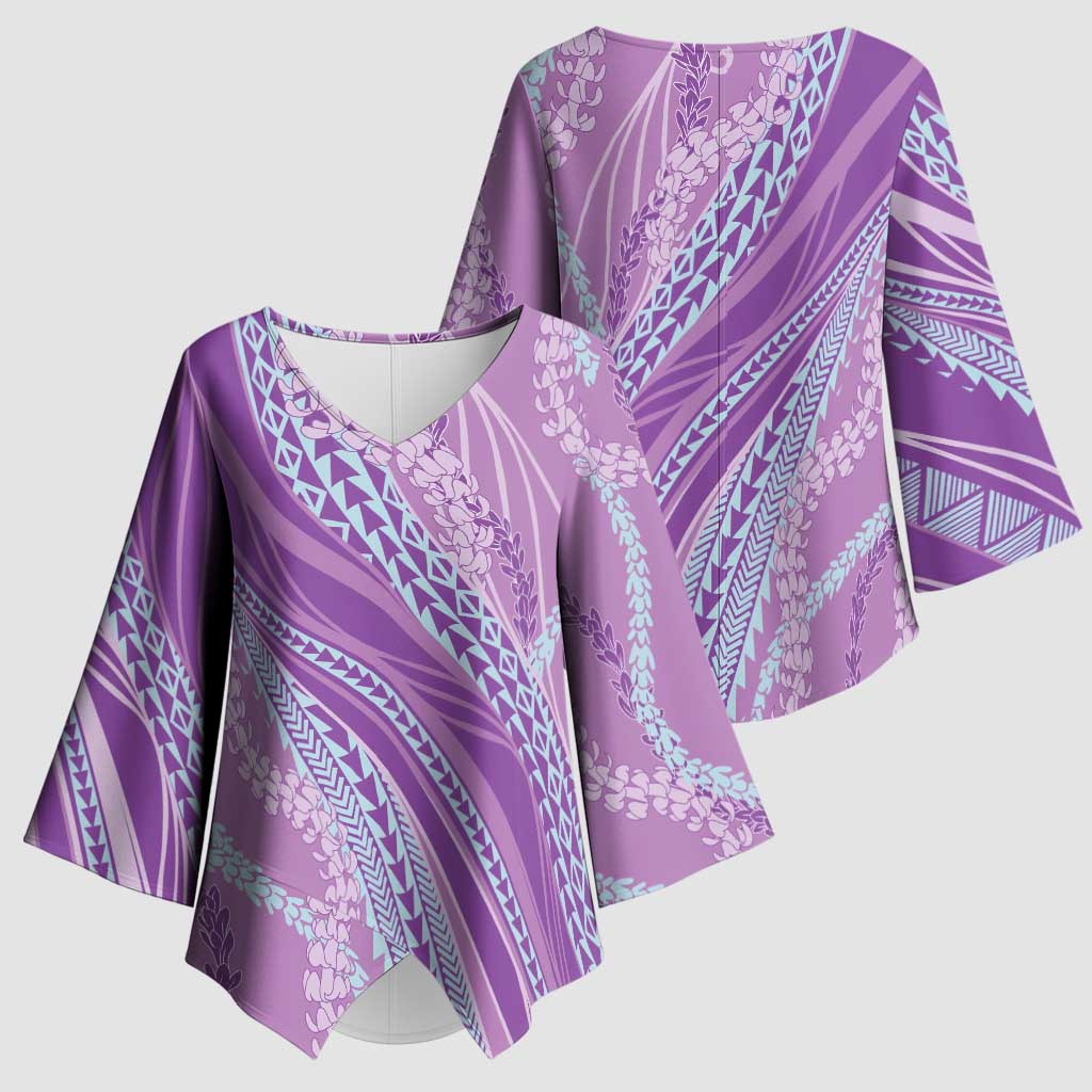 Polynesian Puakeniken Pikake Twisted Lei Kimono Sleeve Blouse Amethys - Polynesian Pride