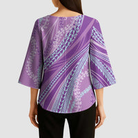 Polynesian Puakeniken Pikake Twisted Lei Kimono Sleeve Blouse Amethys - Polynesian Pride