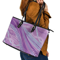 Polynesian Puakeniken Pikake Twisted Lei Leather Tote Bag Amethys - Polynesian Pride