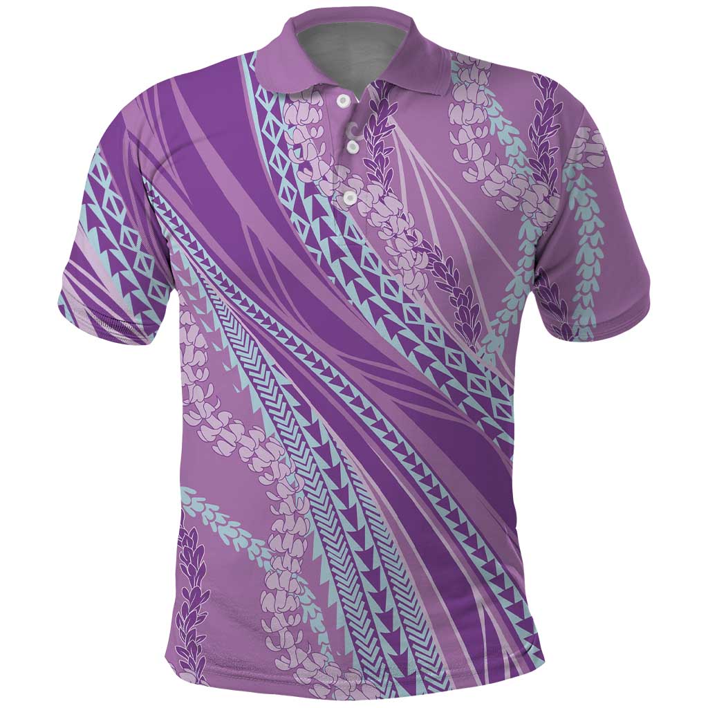 Polynesian Puakeniken Pikake Twisted Lei Polo Shirt Amethys - Polynesian Pride