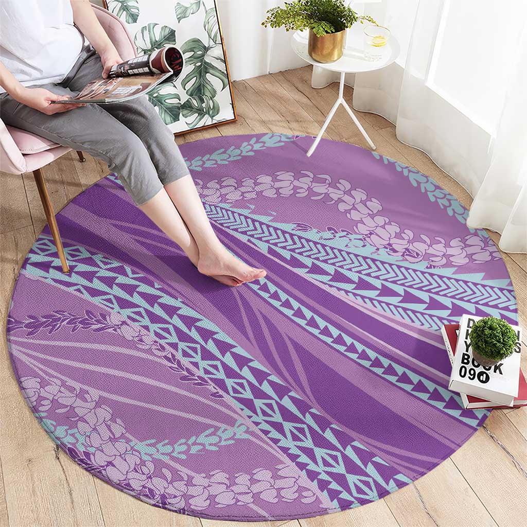 Polynesian Puakeniken Pikake Twisted Lei Round Carpet Amethys - Polynesian Pride