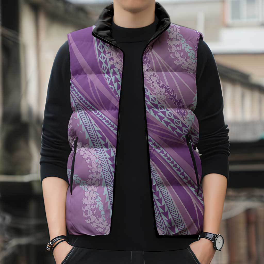 Polynesian Puakeniken Pikake Twisted Lei Sleeveless Puffer Jacket Amethys - Polynesian Pride