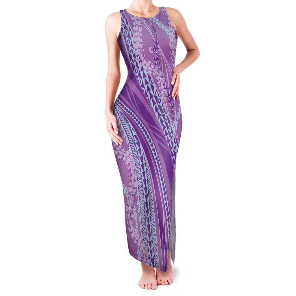 Polynesian Puakeniken Pikake Twisted Lei Tank Maxi Dress Amethys - Polynesian Pride