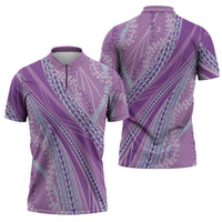 Polynesian Puakeniken Pikake Twisted Lei Zipper Polo Shirt Amethys - Polynesian Pride