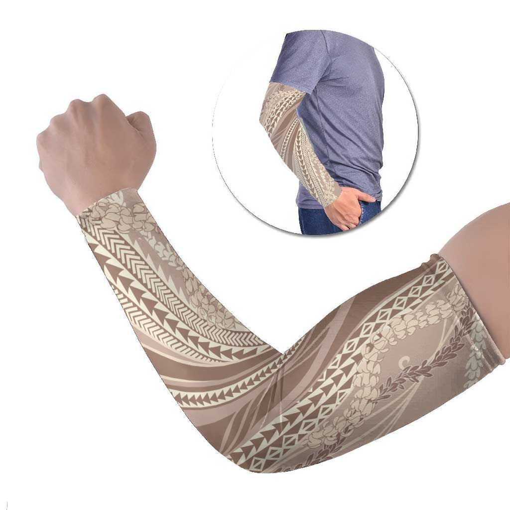 Polynesian Puakeniken Pikake Twisted Lei Arm Sleeves Beige LT7 Set of 2 Beige - Polynesian Pride