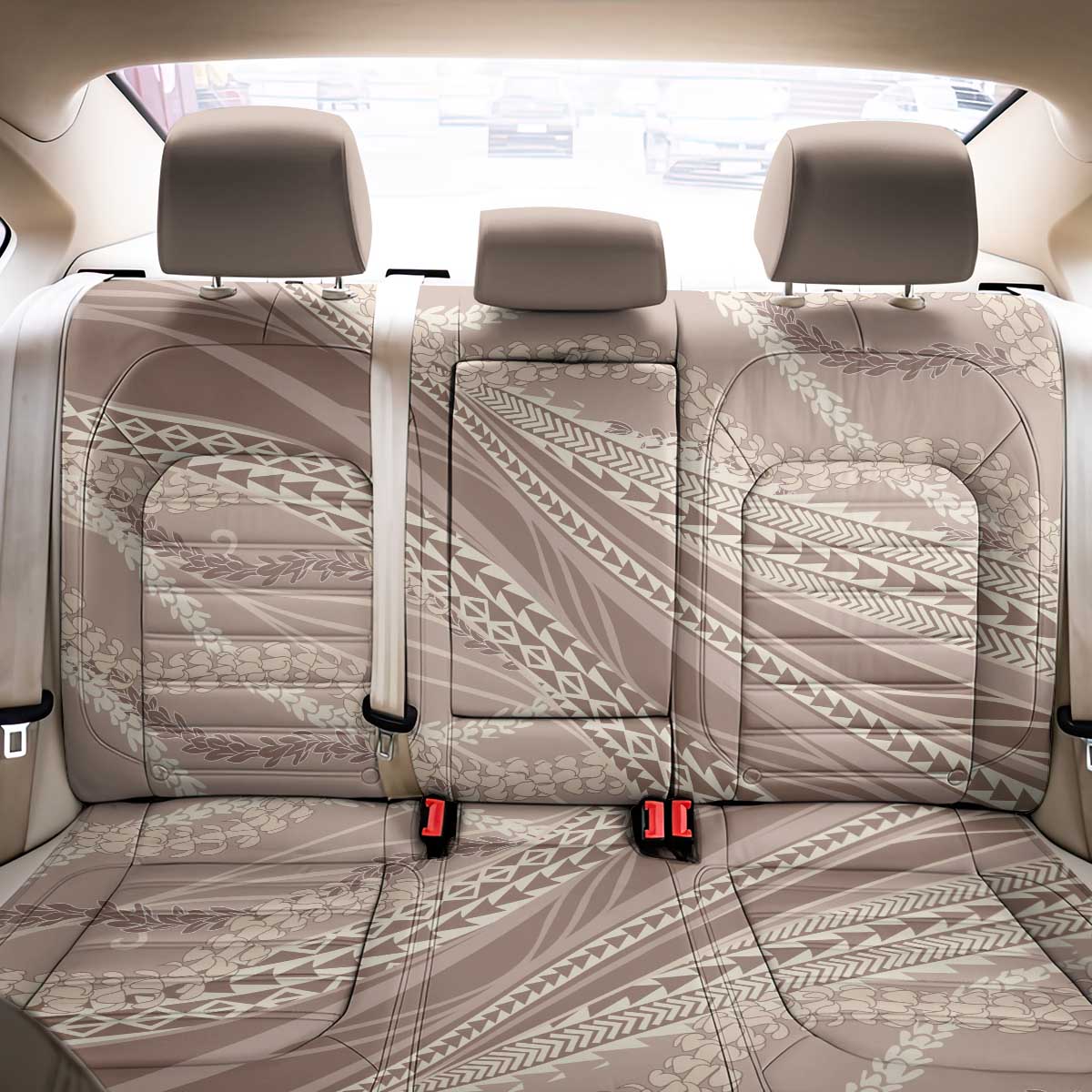 Polynesian Puakeniken Pikake Twisted Lei Back Car Seat Cover Beige - Polynesian Pride
