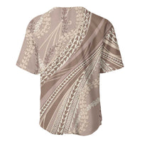 Polynesian Puakeniken Pikake Twisted Lei Baseball Jersey Beige - Polynesian Pride