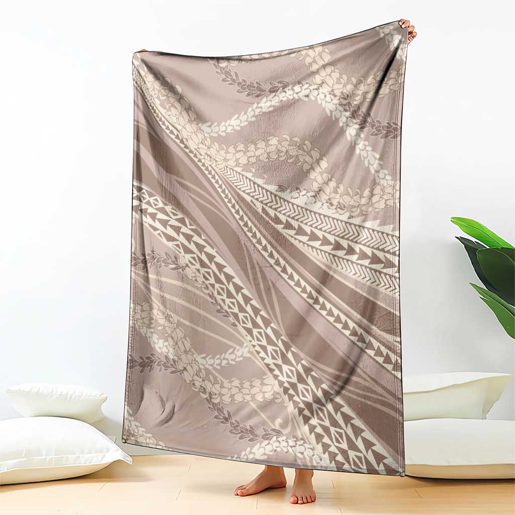 Polynesian Puakeniken Pikake Twisted Lei Blanket Beige - Polynesian Pride