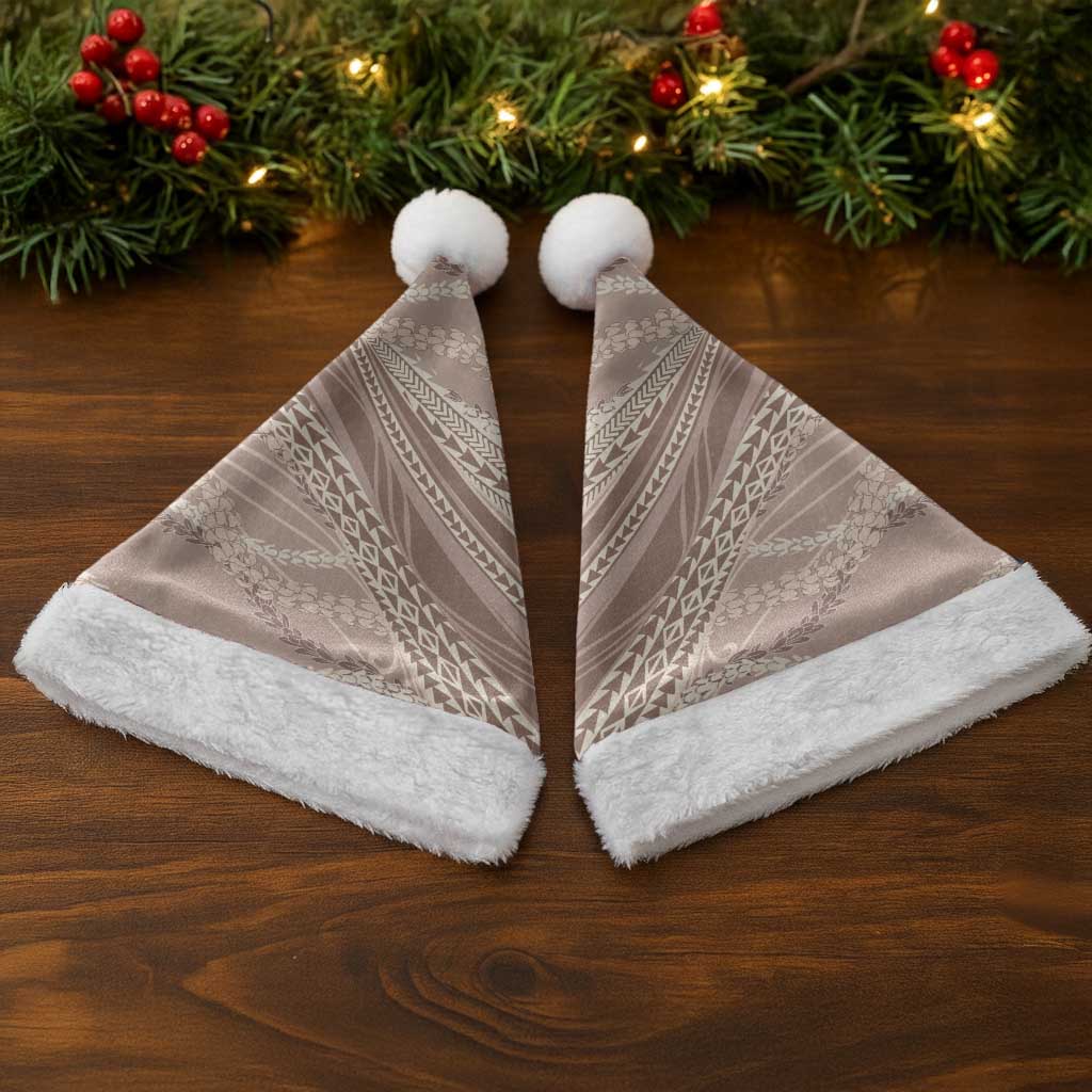 Polynesian Puakeniken Pikake Twisted Lei Christmas Santa Hat Beige - Polynesian Pride