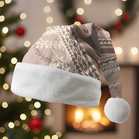 Polynesian Puakeniken Pikake Twisted Lei Christmas Santa Hat Beige - Polynesian Pride