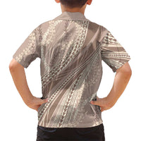 Polynesian Puakeniken Pikake Twisted Lei Family Matching Mermaid Dress and Hawaiian Shirt Beige LT7 - Polynesian Pride