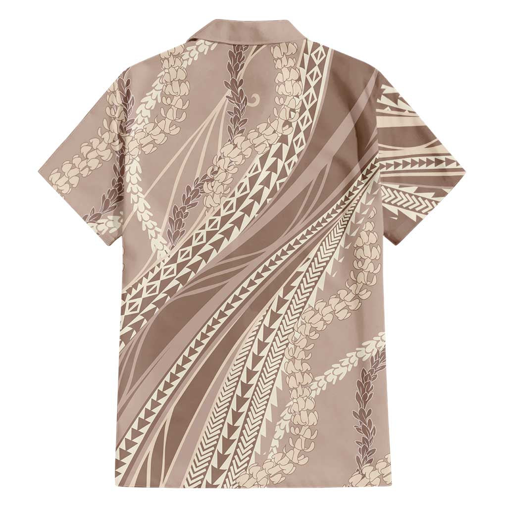 Polynesian Puakeniken Pikake Twisted Lei Family Matching Mermaid Dress and Hawaiian Shirt Beige LT7 - Polynesian Pride