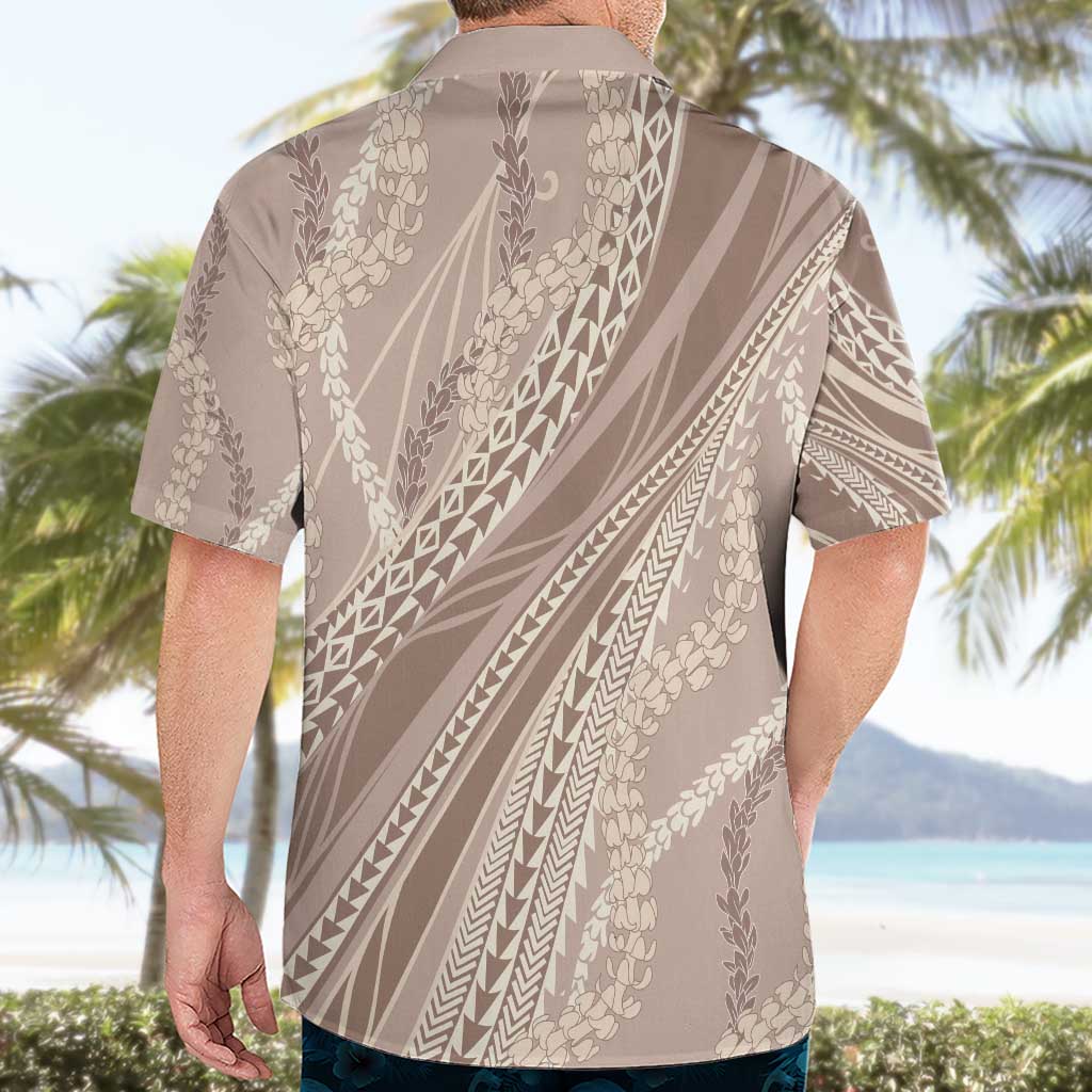 Polynesian Puakeniken Pikake Twisted Lei Hawaiian Shirt Beige - Polynesian Pride