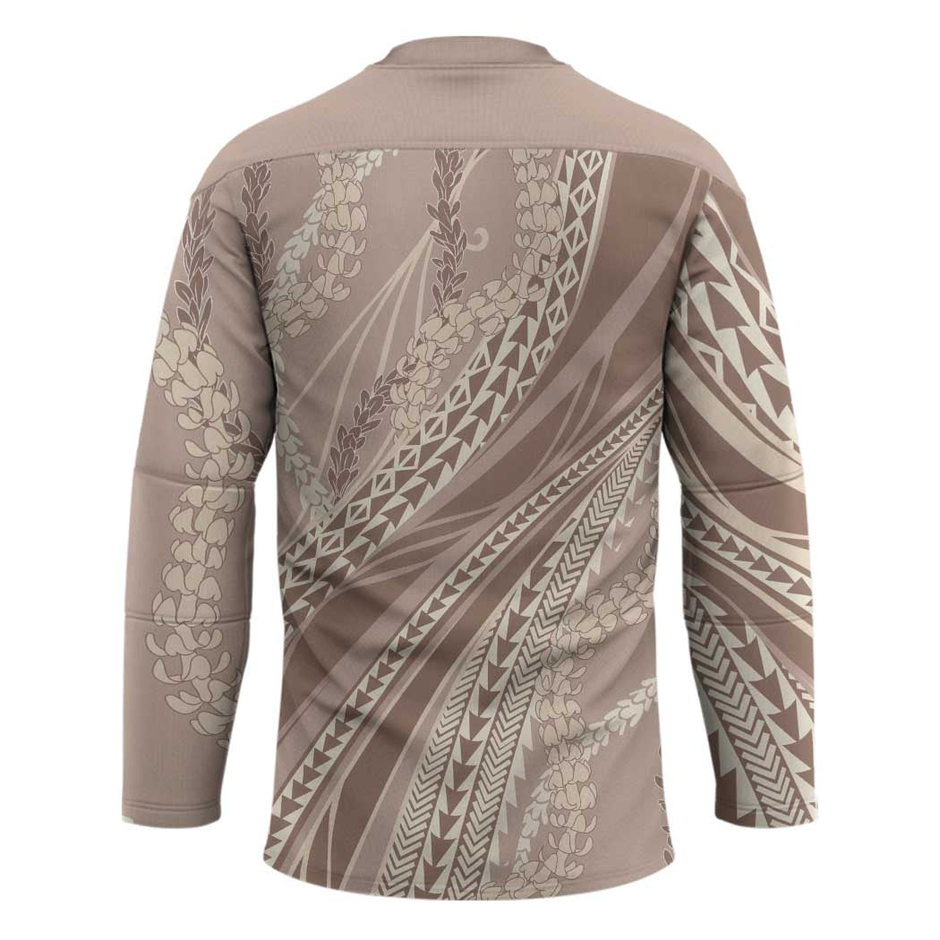 Polynesian Puakeniken Pikake Twisted Lei Hockey Jersey Beige - Polynesian Pride