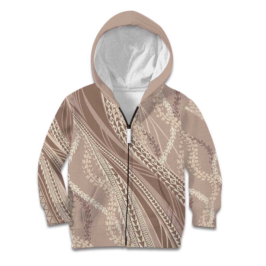Polynesian Puakeniken Pikake Twisted Lei Kid Hoodie Beige - Polynesian Pride