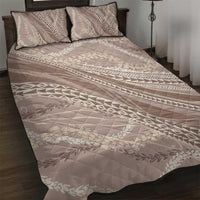 Polynesian Puakeniken Pikake Twisted Lei Quilt Bed Set Beige - Polynesian Pride