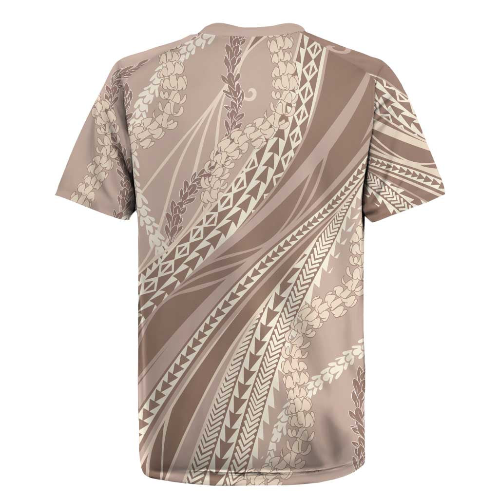 Polynesian Puakeniken Pikake Twisted Lei Rugby Jersey Beige - Polynesian Pride